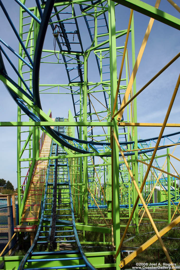 Roller coaster in a grassy field