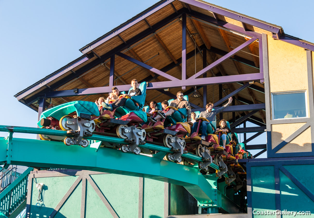Stock photography of people riding the Leviathan roller coaster at Canada's Wonderland