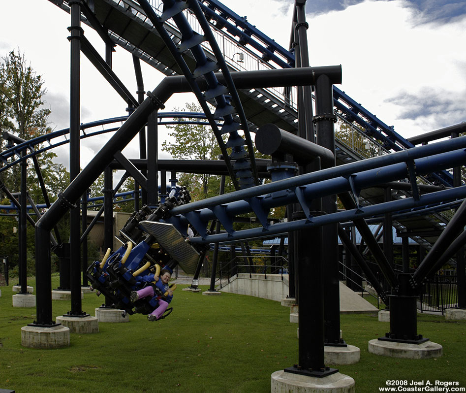 Silver Streak dangling below its tracks