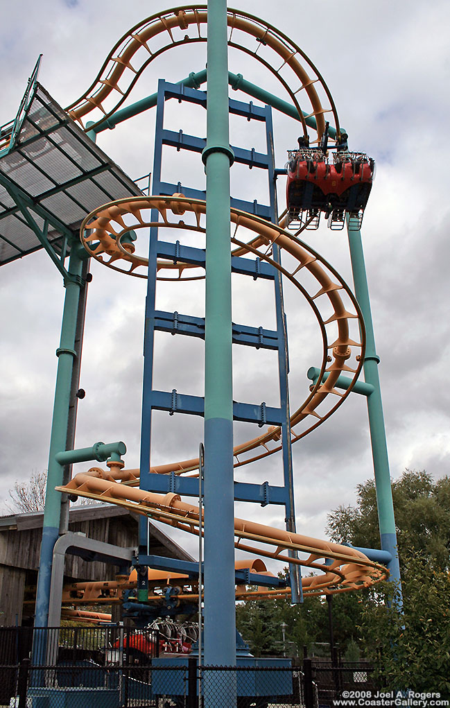 spiral lift on a roller coaster