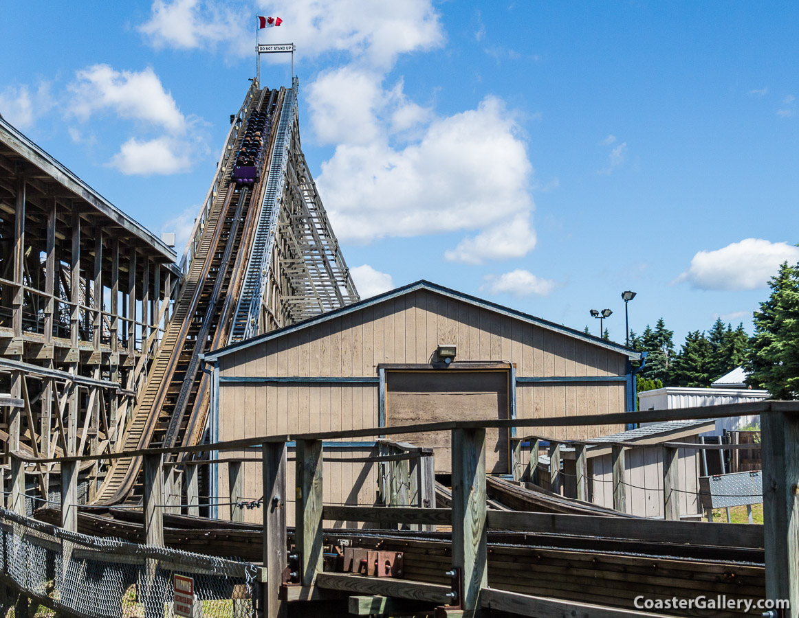 Where do roller coaster mechanics work? Right here in this building next to the transfer track.