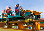Close-up picture of the train on the Behemoth roller coaster