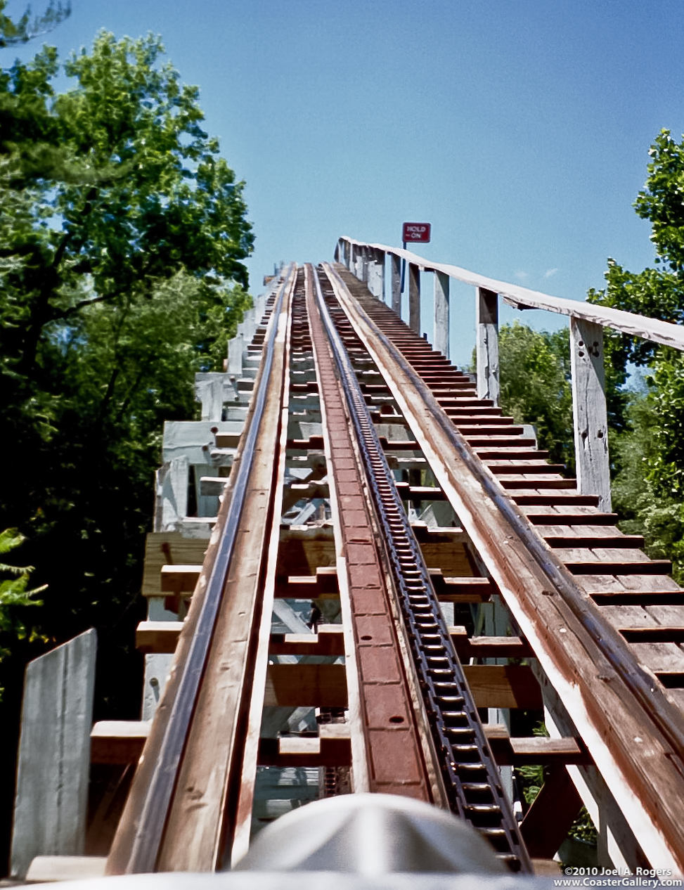 On-Ride view of the Blue Streak roller coaster