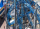 Aerial view of a modern steel roller coaster