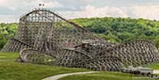 Panorama of the Kentucky Rumbler roller coaster at Beech Bend