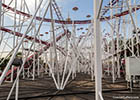 Red and white steel coaster structure