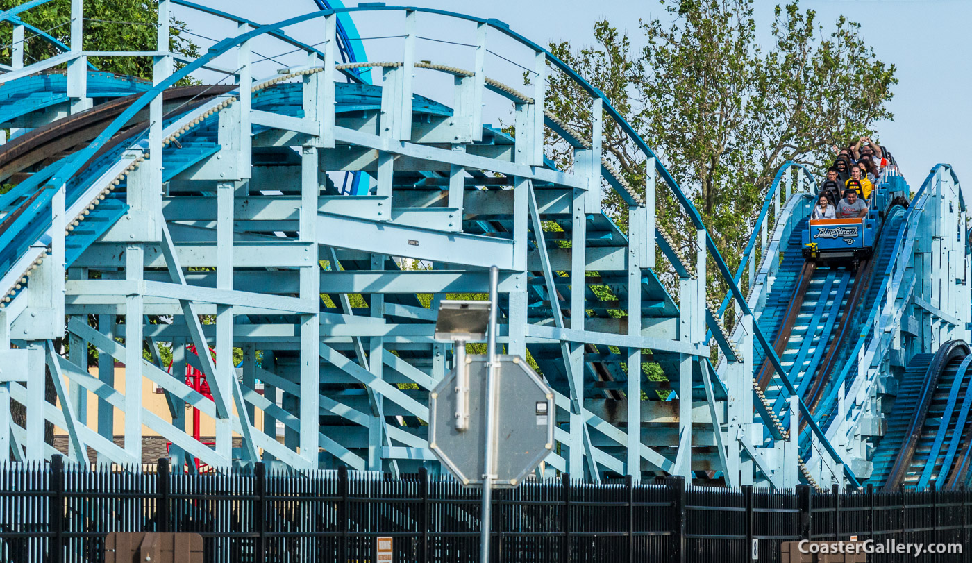 Roller coaster maintenance and paint job.