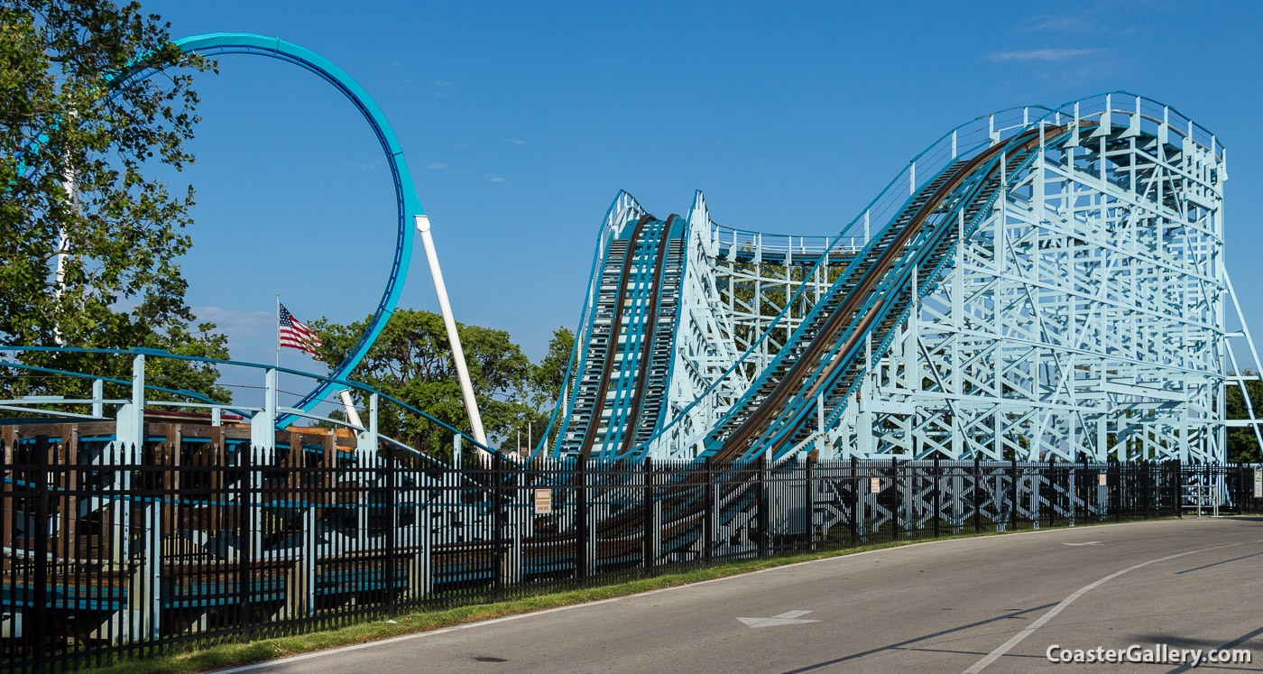 The world famous Blue Streak roller coaster near Cleveland, Ohio