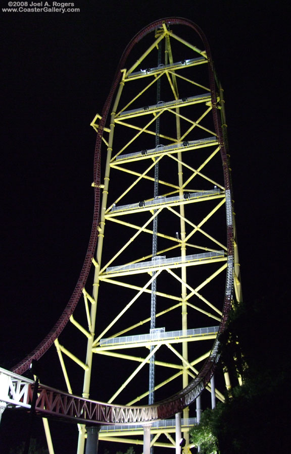 Cedar Point's Top Thrill Dragster at night