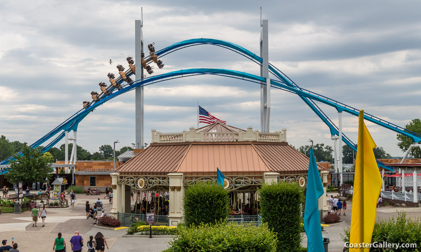 Historic amusement park carousels, including the famous Racing Derby carousel