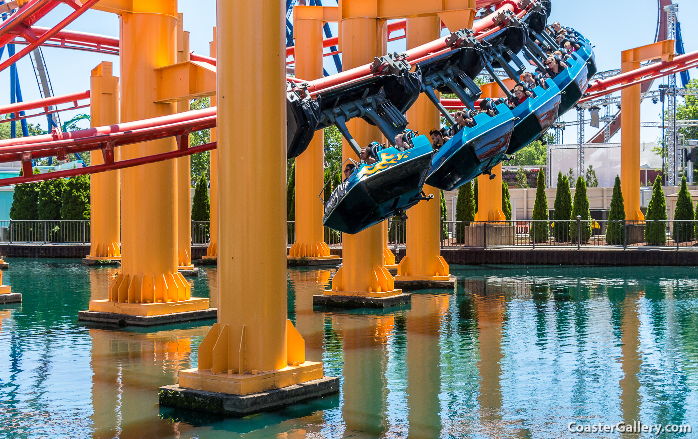 Pictures of the Iron Dragon suspended roller coaster at Cedar Point in Sandusky, Ohio