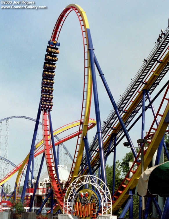 Mantis stand-up roller coaster.  Formerally called Banshee.