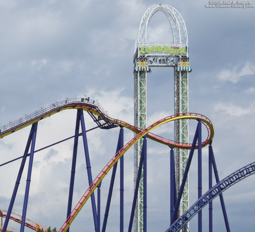 Millennium Force, Mantis, and Power Tower at Cedar Point.