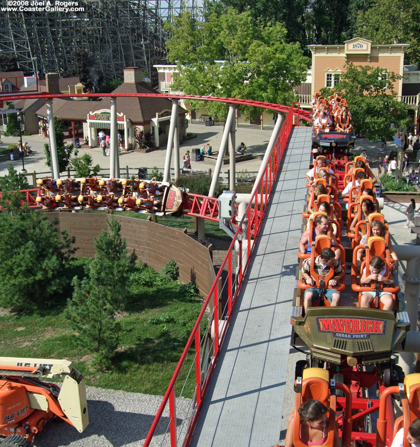 Four roller coaster trains