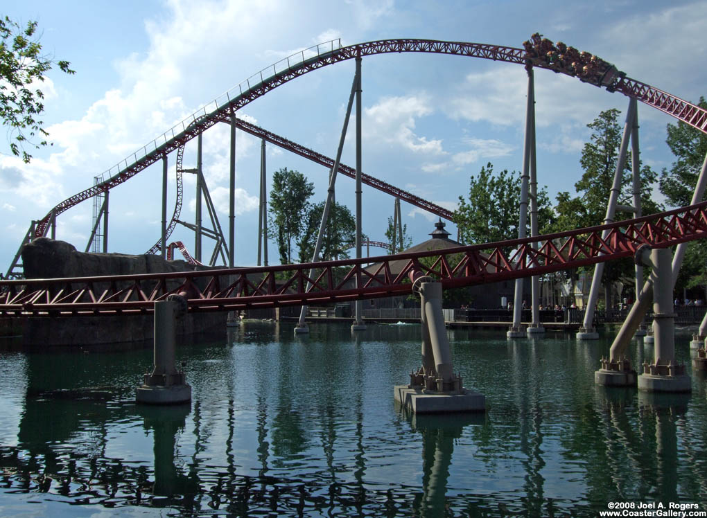 Roller coaster over the water