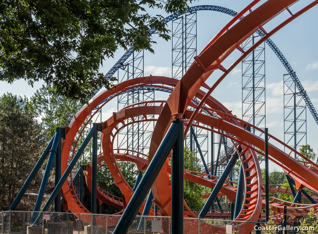 Pictures of an inclined loop on a roller coaster