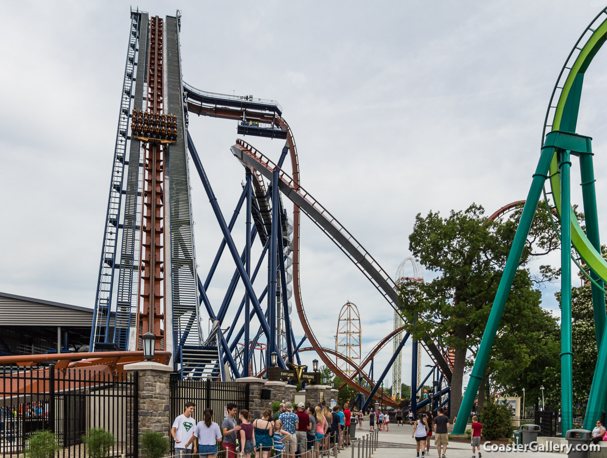 Valravn roller coaster first hill and vertical drop