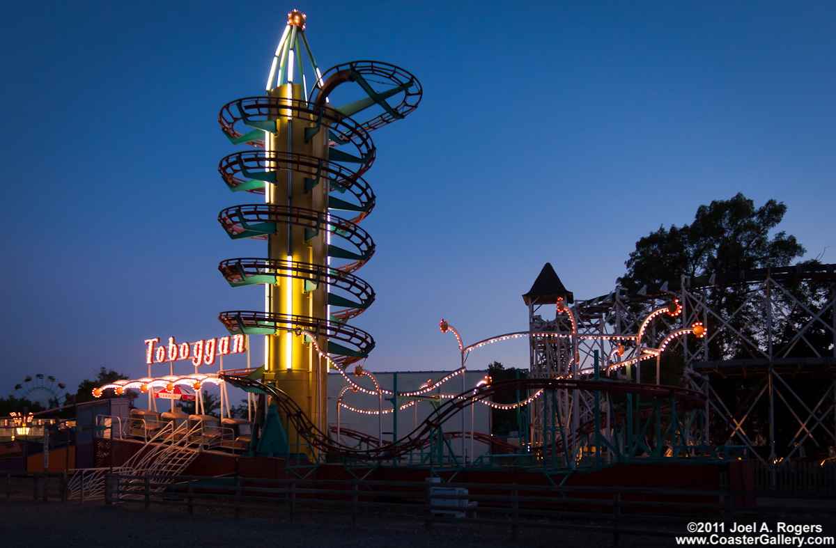 Sprial roller coaster in Lakemont Park