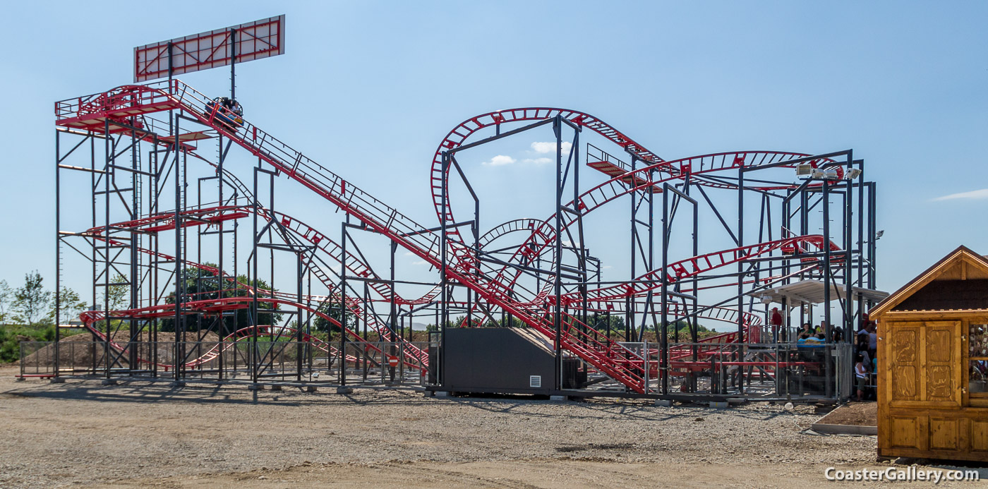 Sky Spin spinning roller coaster at Skyline Park in Bad Wrishofen, Bavaria, Germany