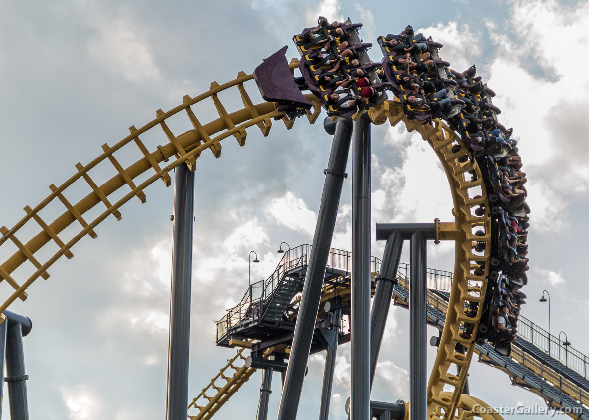 Flying roller coaster at Six Flags America