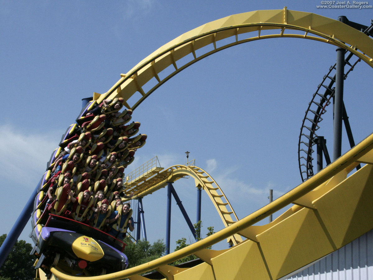Corkscrew loop on the Chang stand-up roller coaster