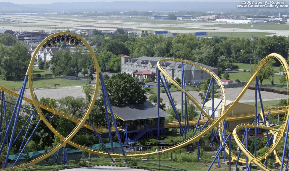 Loops on the stand-up Chang roller coaster