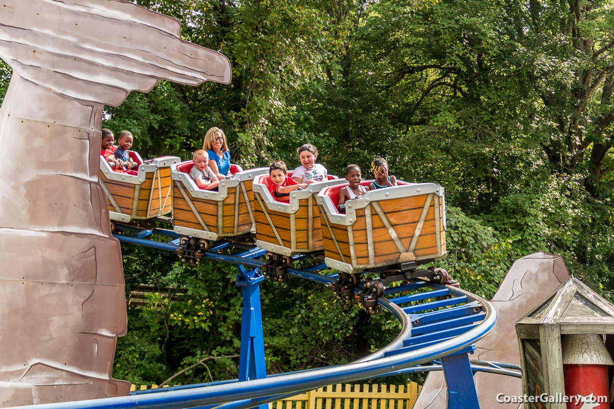 Kids being scared on a roller coaster