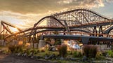 Sunset at an amusement park