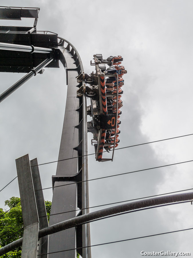 Going straight down on the Oblivion roller coaster at Alton Towers