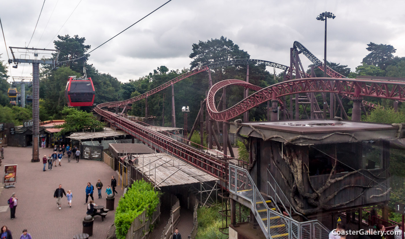 Sky Ride and the Rita launched roller coaster at Alton Towers