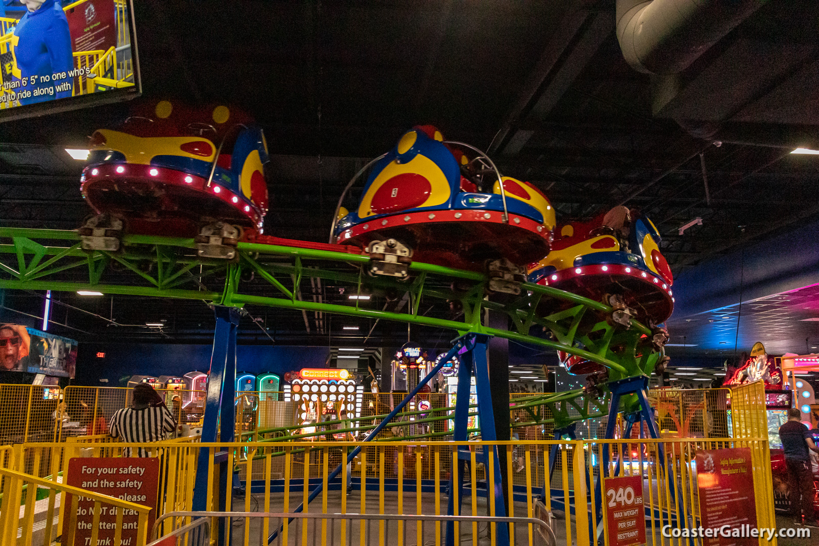 A spinning roller coaster - Incredible Spin Coaster at St. Louis's Incredible Pizza Company