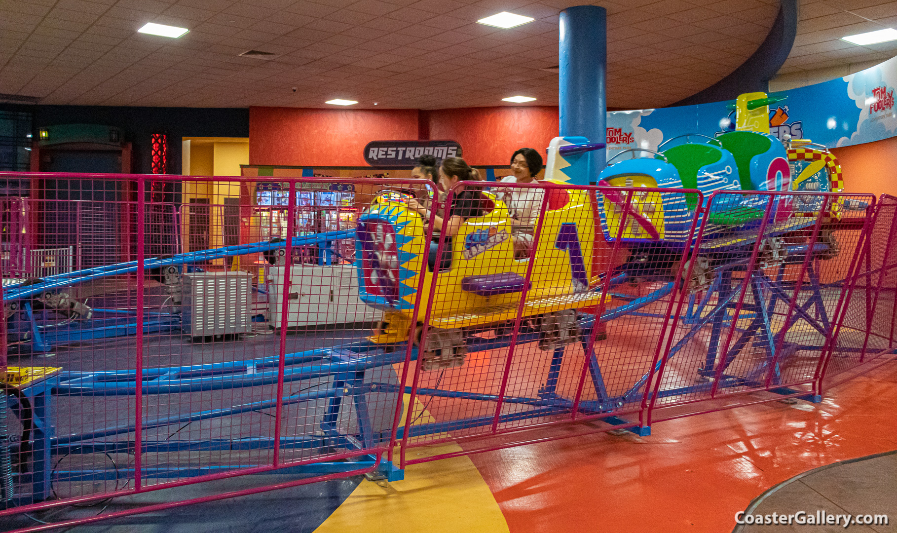 Sky Rangers kiddie roller coaster at Tom Foolerys Adventure Park in the Wisconsin Dells