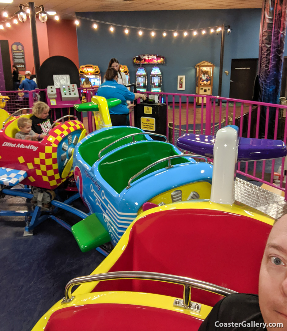 Sky Rangers kiddie roller coaster at Tom Foolerys Adventure Park in the Wisconsin Dells