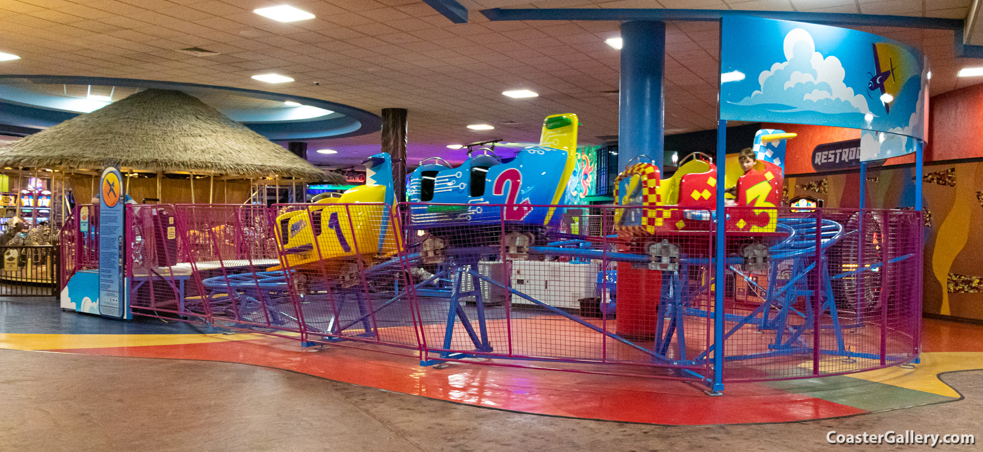 Sky Rangers kiddie roller coaster at Tom Foolerys Adventure Park in the Wisconsin Dells