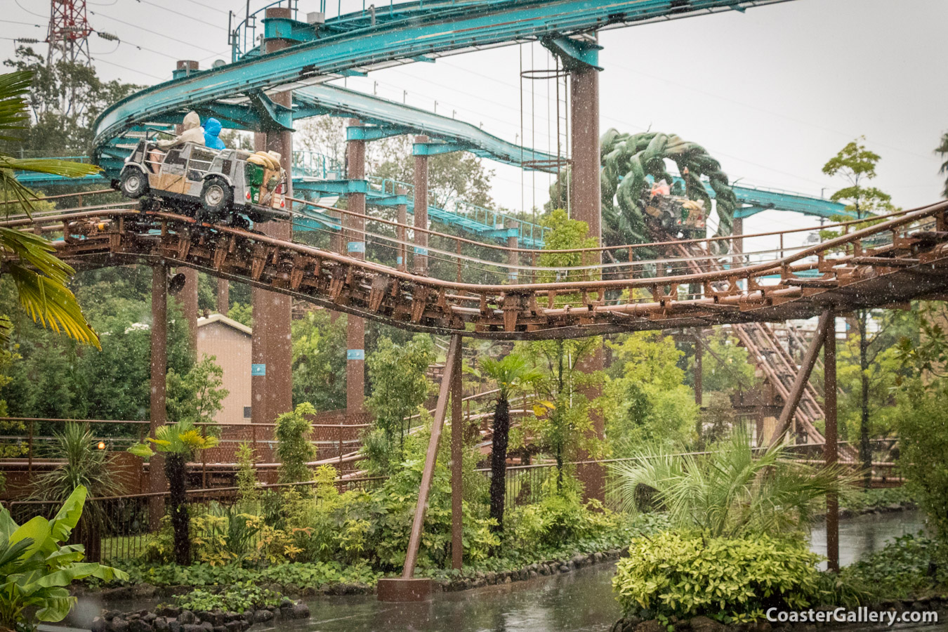 Pictures of the lift hills on the Adventure Drive roller coaster at Suzuka Circuit