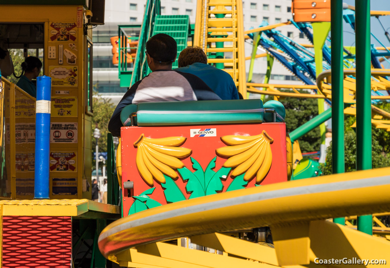 Family Banana Coaster at Yokohama Cosmoworld in Japan