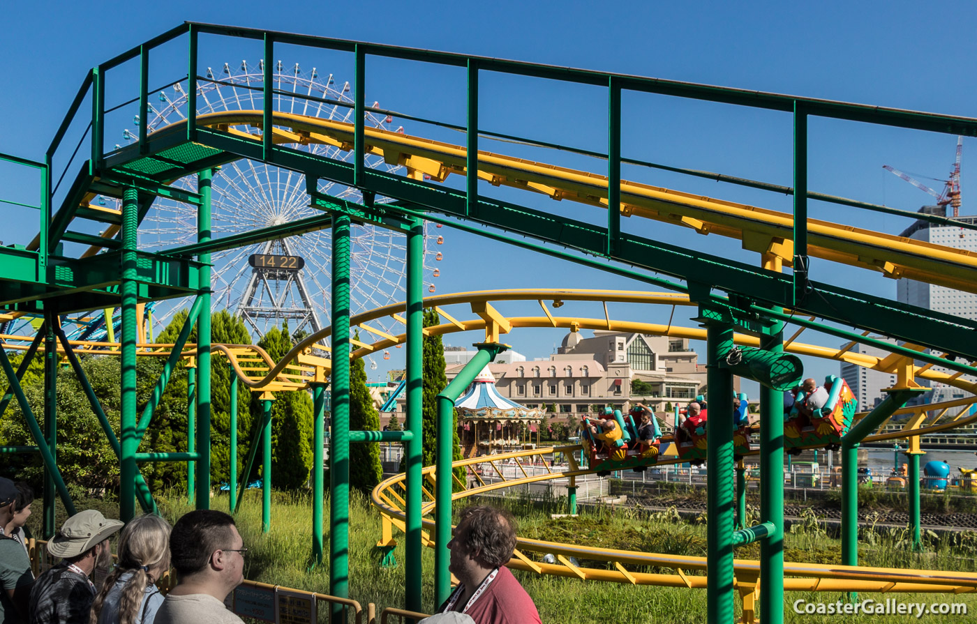 Family Banana Coaster at Yokohama Cosmoworld in Japan