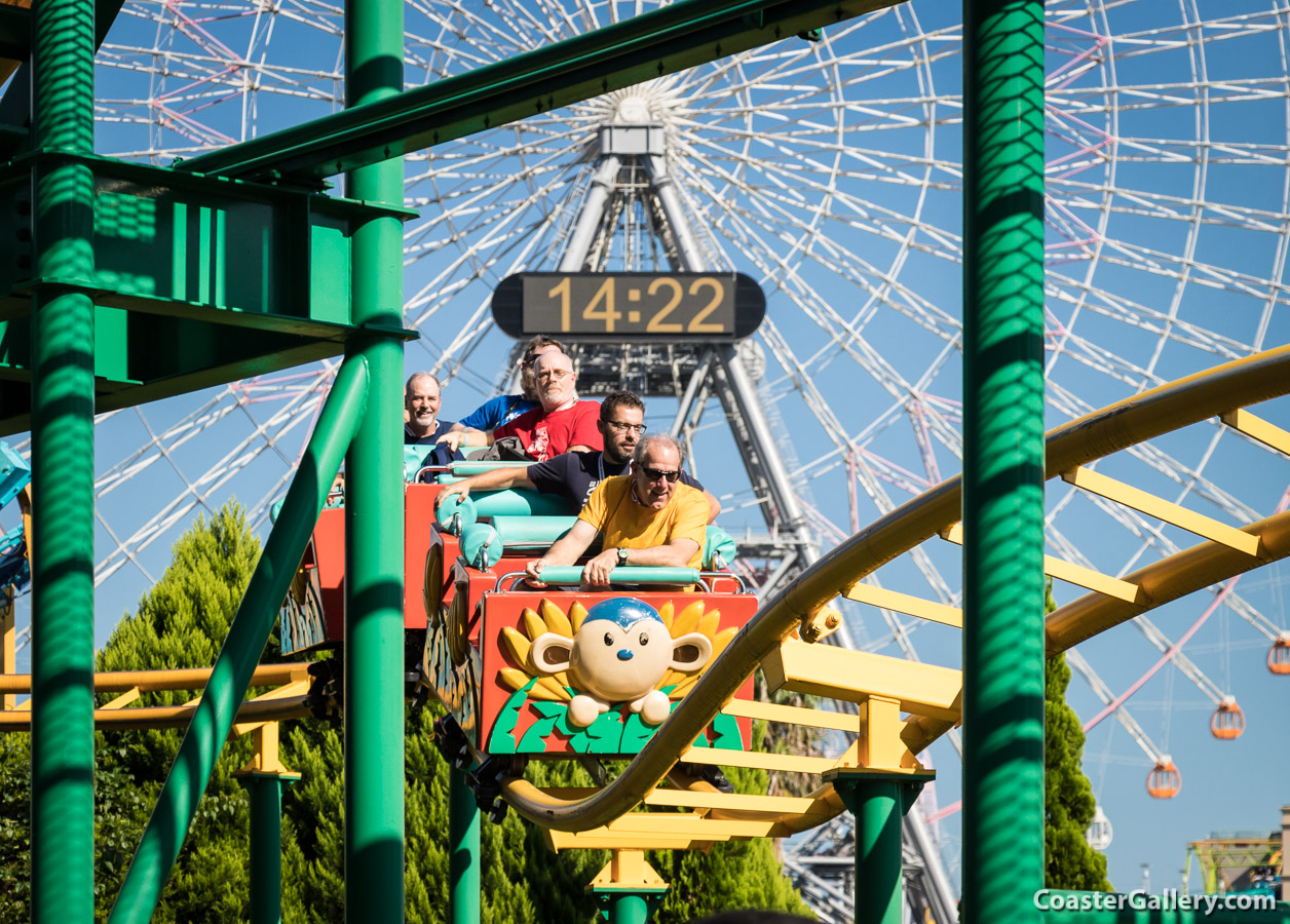 Family Banana Coaster at Yokohama Cosmoworld in Japan