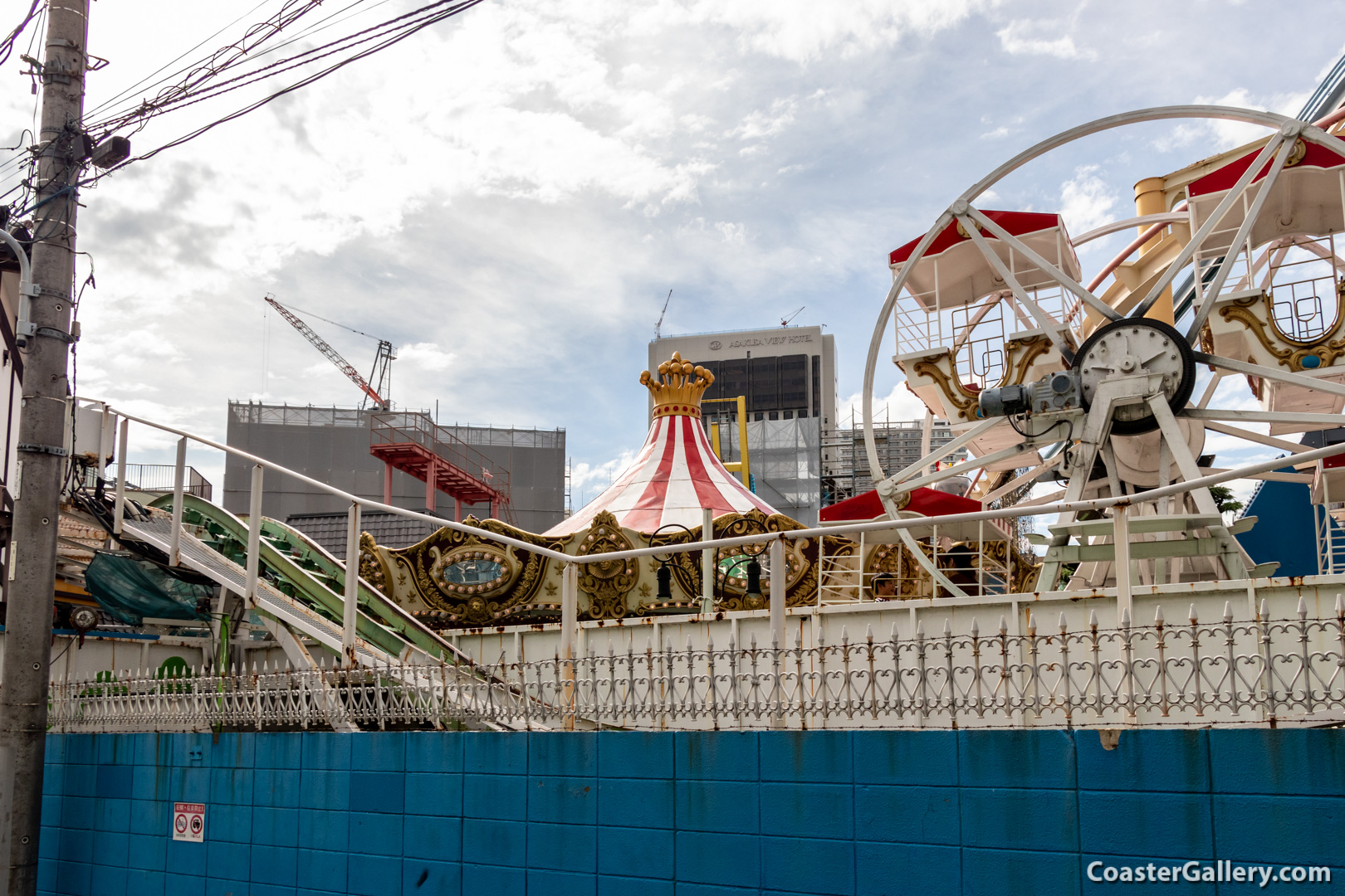 Roller coaster at Hanayashiki amusement park