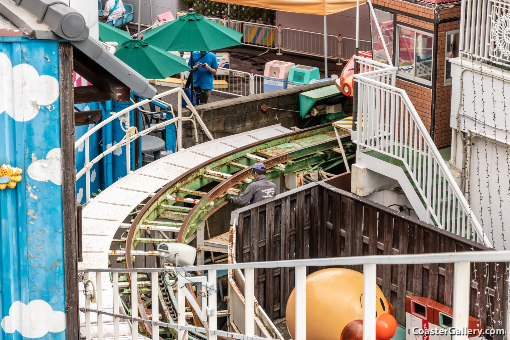 Roller coaster at Hanayashiki amusement park